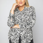 BUTTON UP WOVEN BLOUSE plus-size - AMOUR781