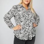 BUTTON UP WOVEN BLOUSE plus-size - AMOUR781