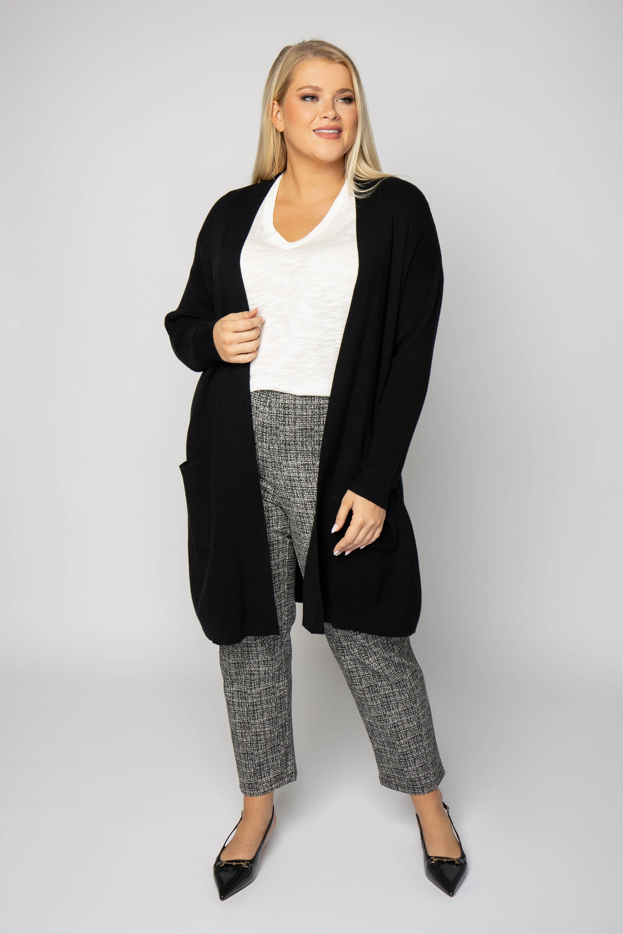 OPEN FRONT CARDIGAN SWEATER plus-size - AMOUR781