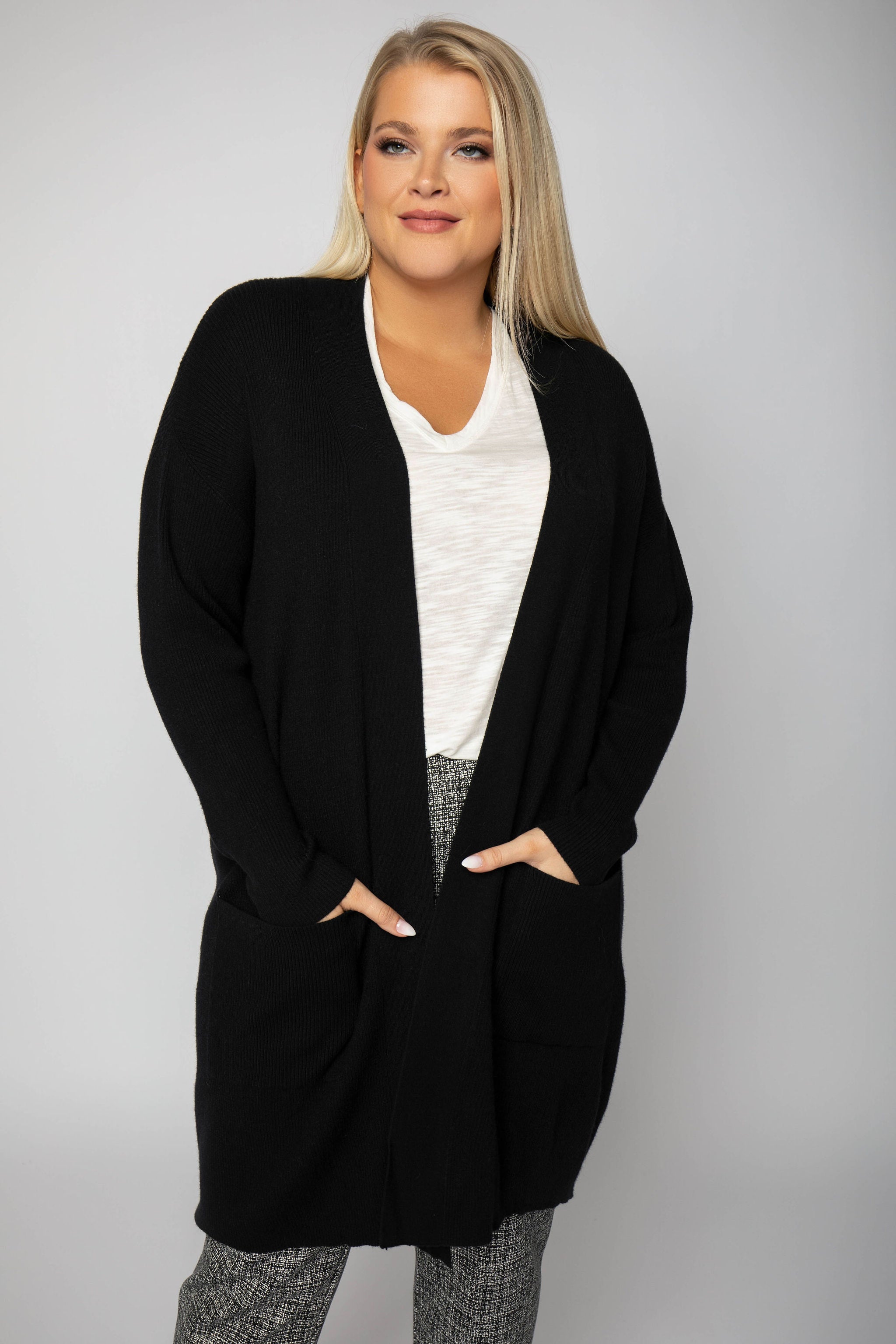OPEN FRONT CARDIGAN SWEATER plus-size - AMOUR781
