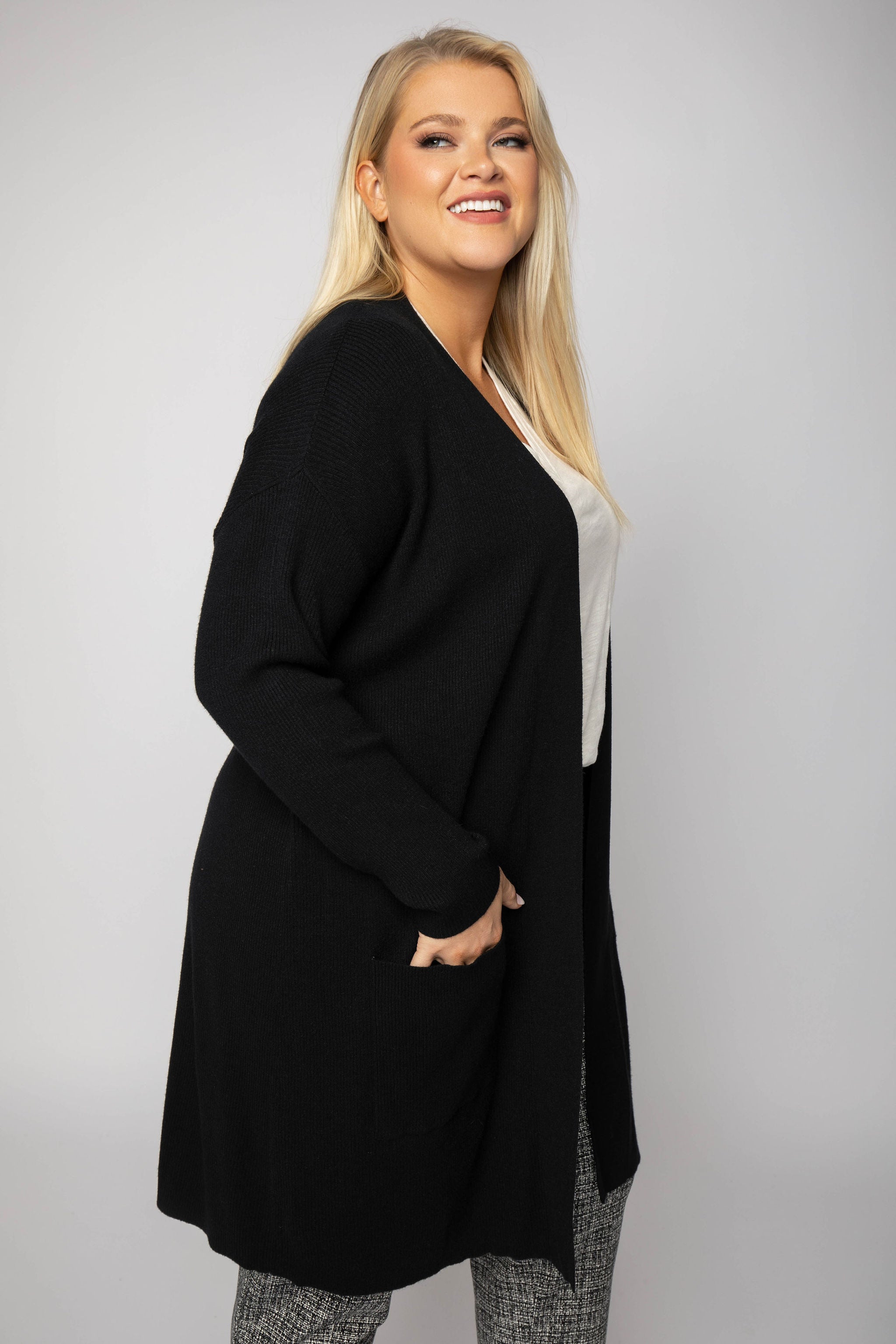 OPEN FRONT CARDIGAN SWEATER plus-size - AMOUR781