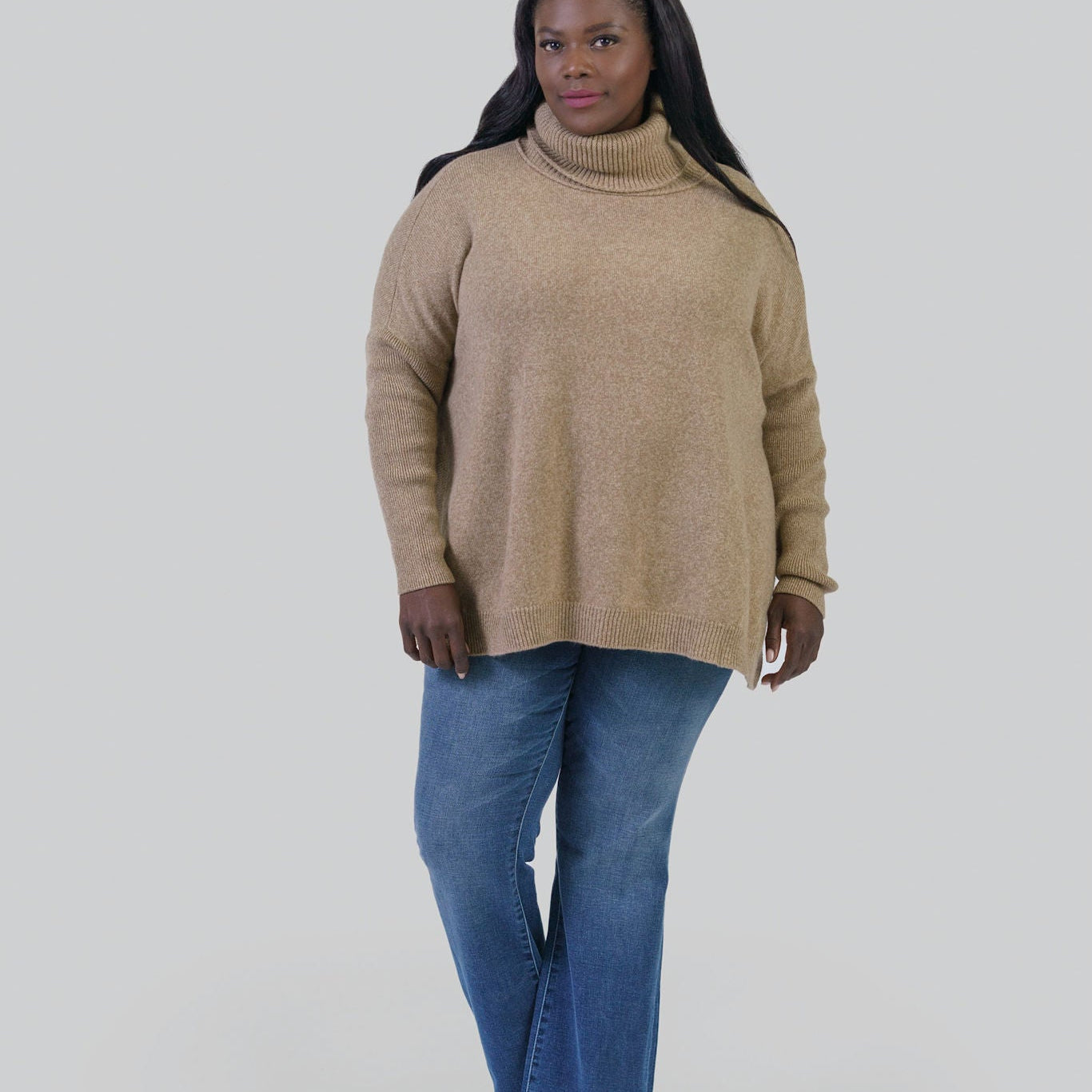 CLARA LOOSE FITTING TURTLENECK SWEATER IN WOOL AND CASHMERE plus-size - AMOUR781