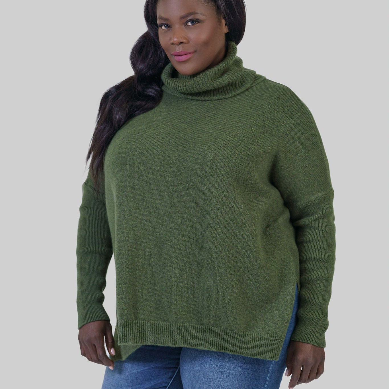 CLARA LOOSE FITTING TURTLENECK SWEATER IN WOOL AND CASHMERE plus-size - AMOUR781