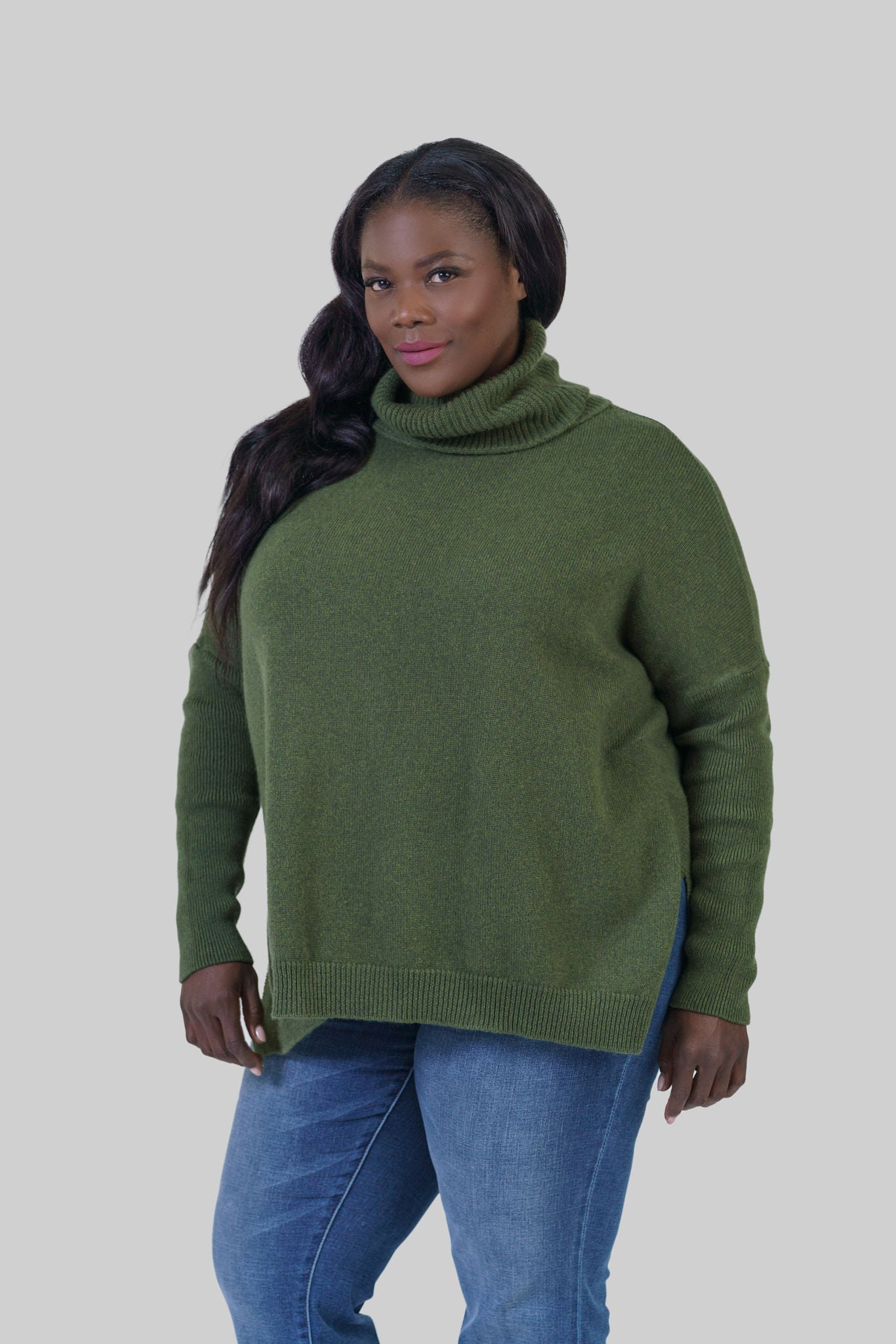 CLARA LOOSE FITTING TURTLENECK SWEATER IN WOOL AND CASHMERE plus-size - AMOUR781