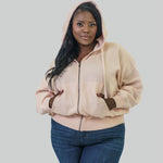 PEACH FLEECE HOODIE WITH TAPERED SLEEVES - AMOUR781