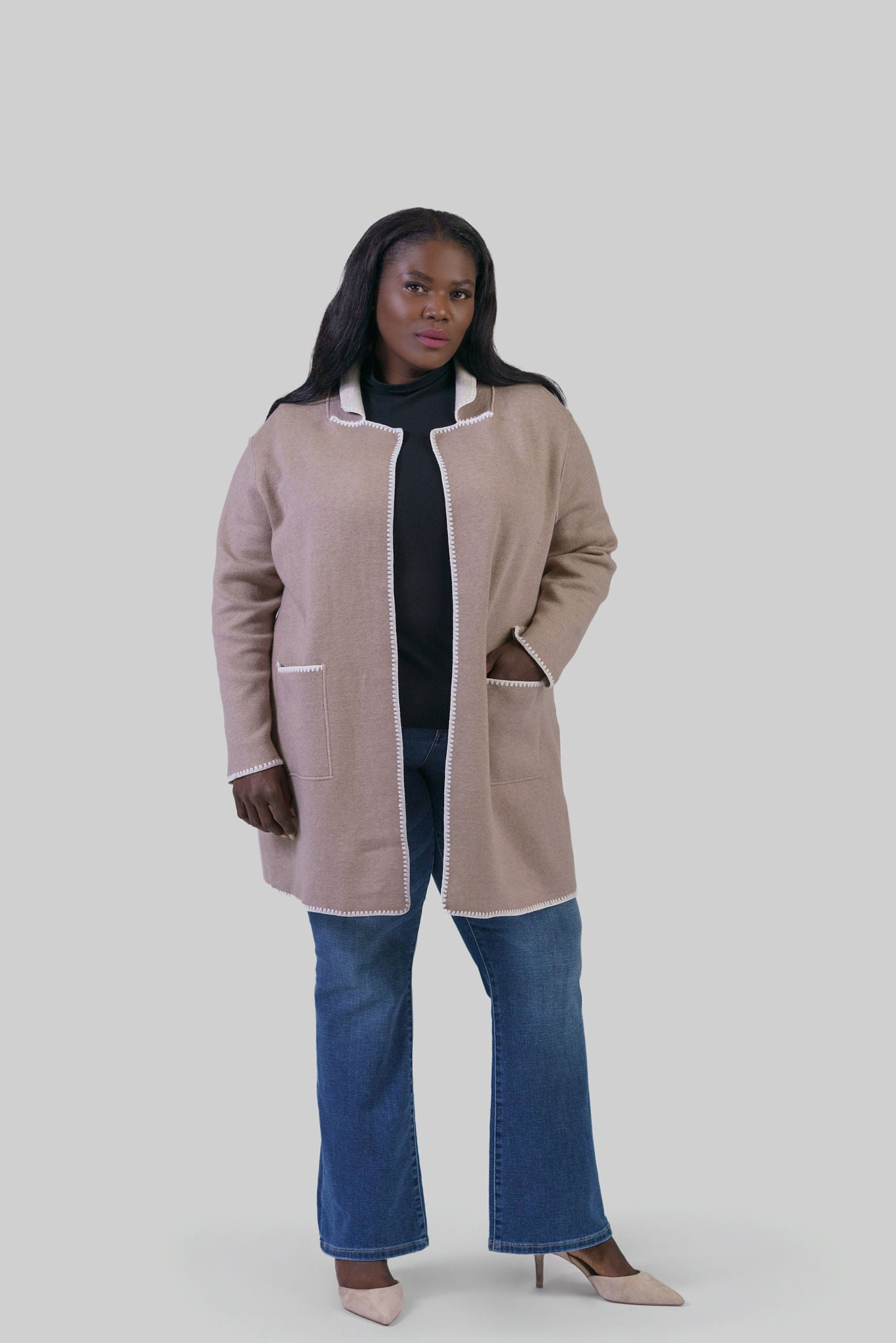 COOL NIGHTS REVERSIBLE KNIT JACKET plus-size - AMOUR781