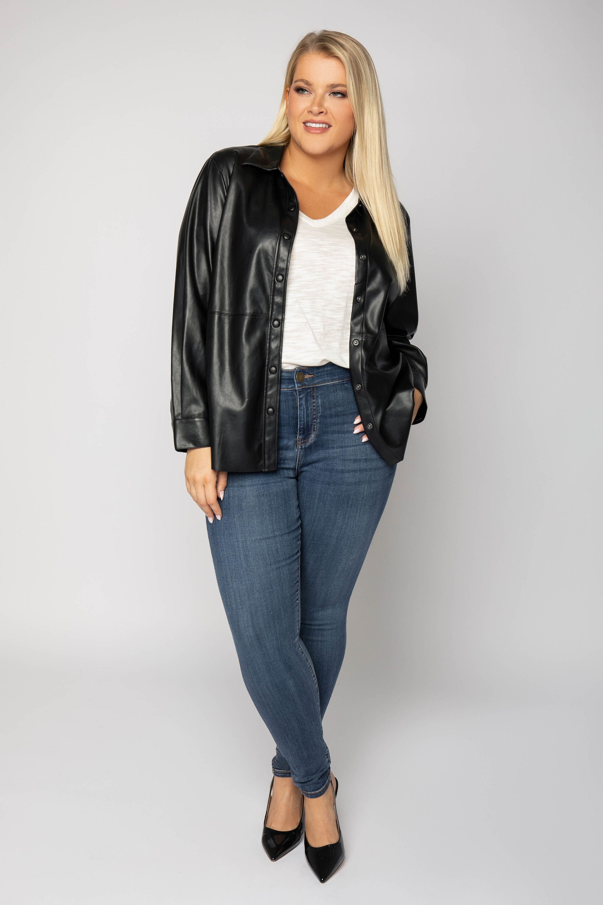 FAUX LEATHER SHIRT plus-size - AMOUR781