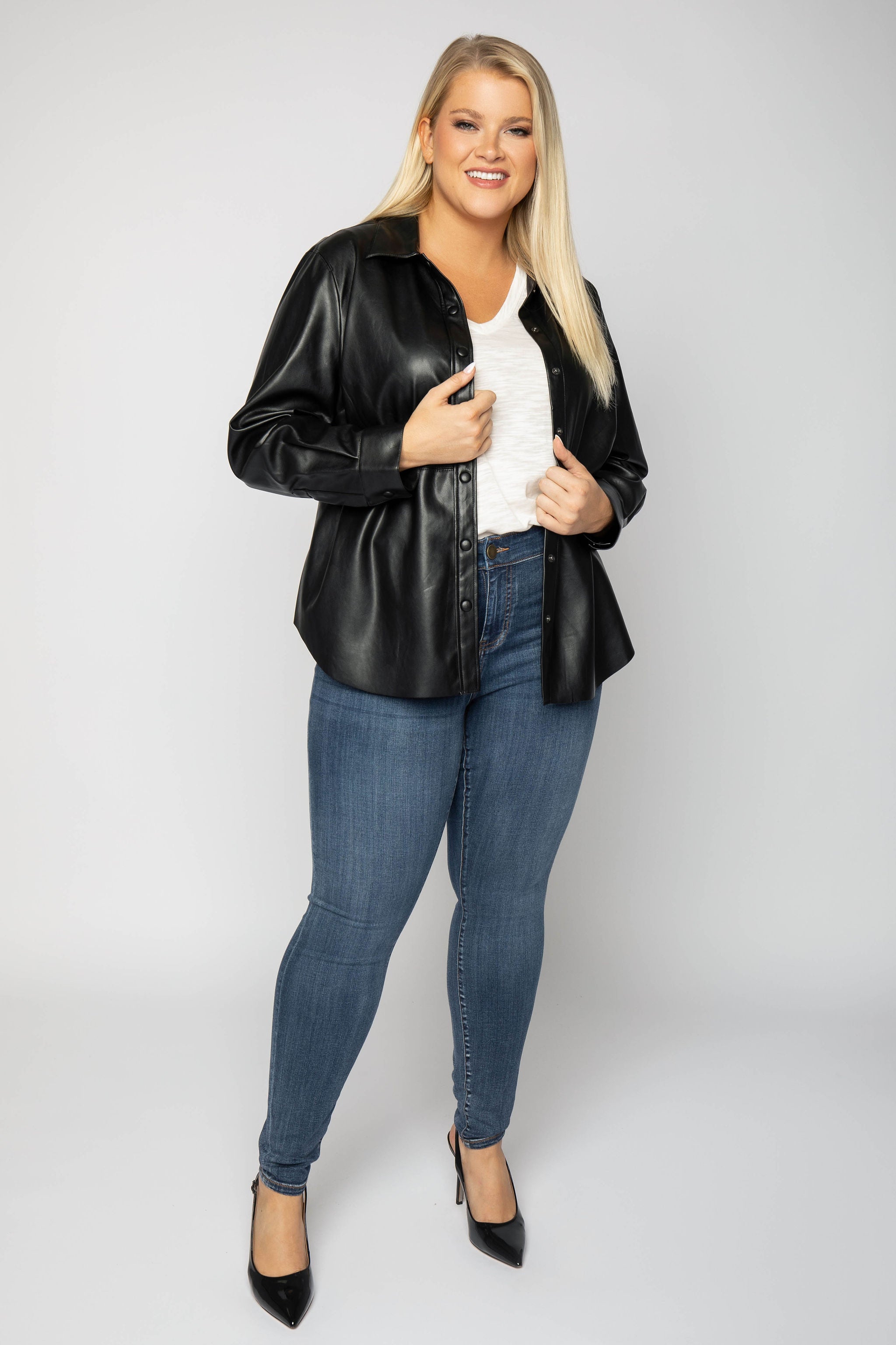 FAUX LEATHER SHIRT plus-size - AMOUR781