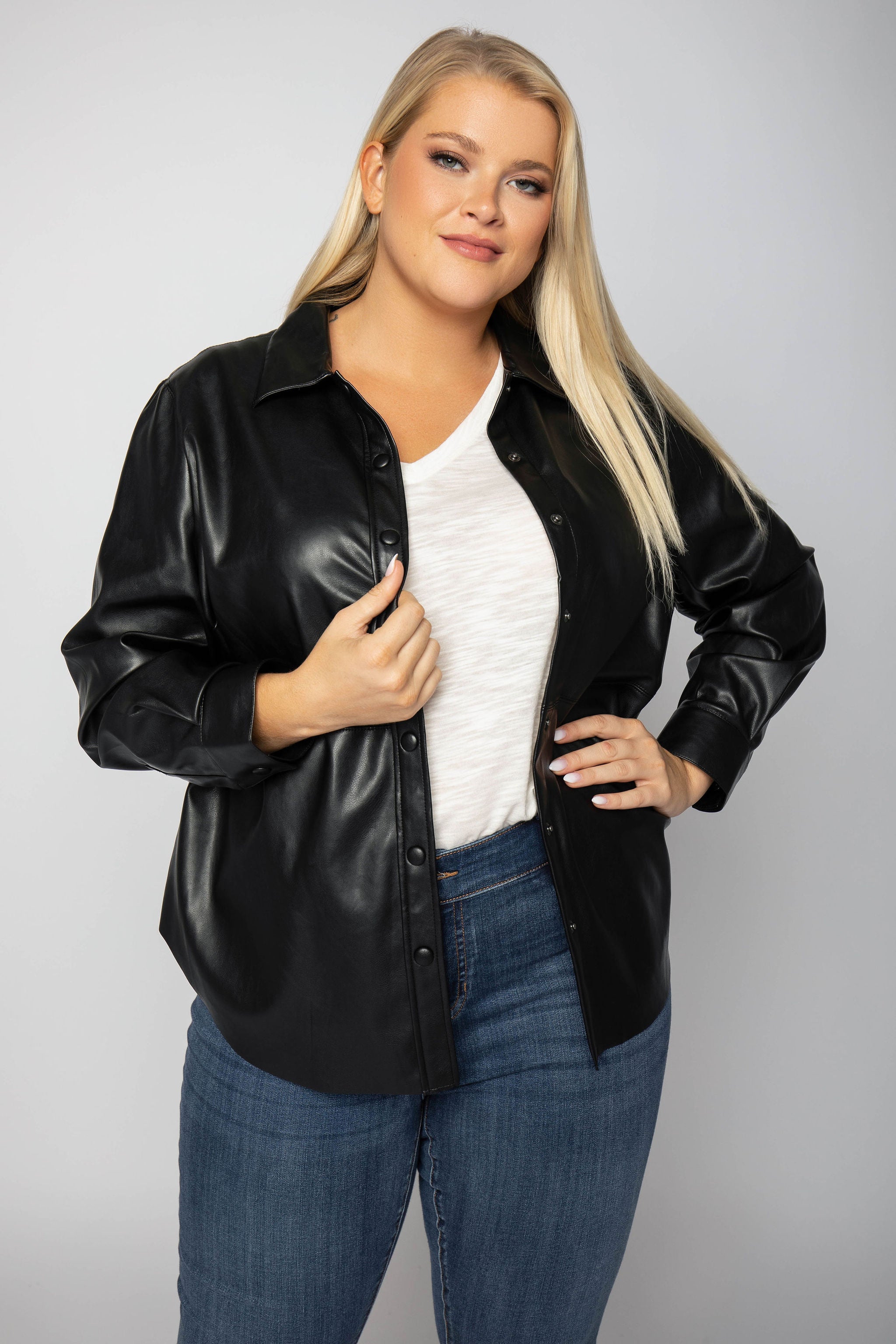 FAUX LEATHER SHIRT plus-size - AMOUR781