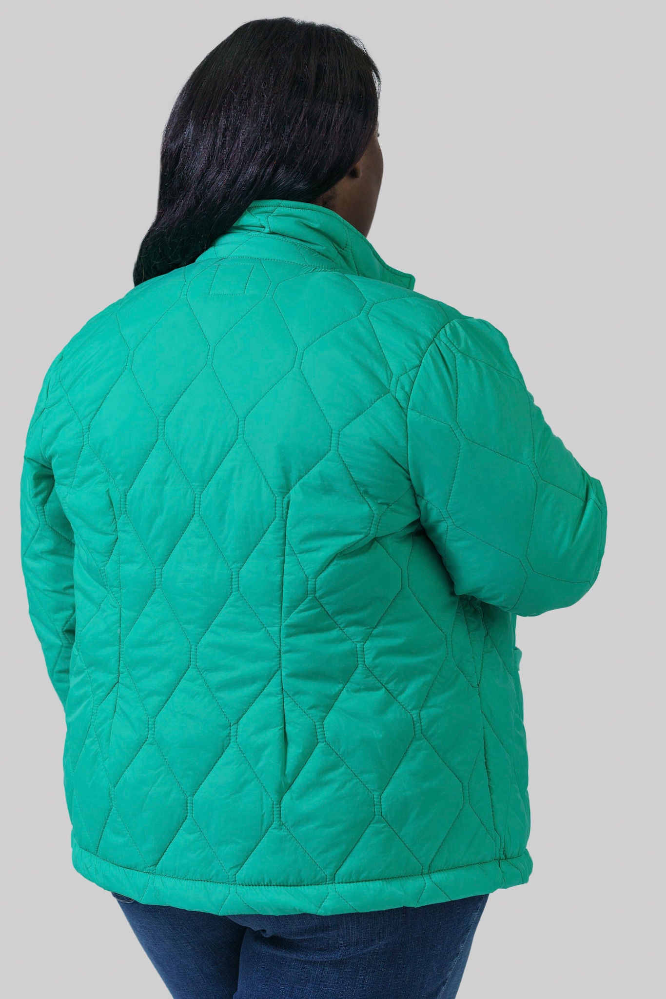 KNIT TRIM PUFFER JACKET plus-size - AMOUR781