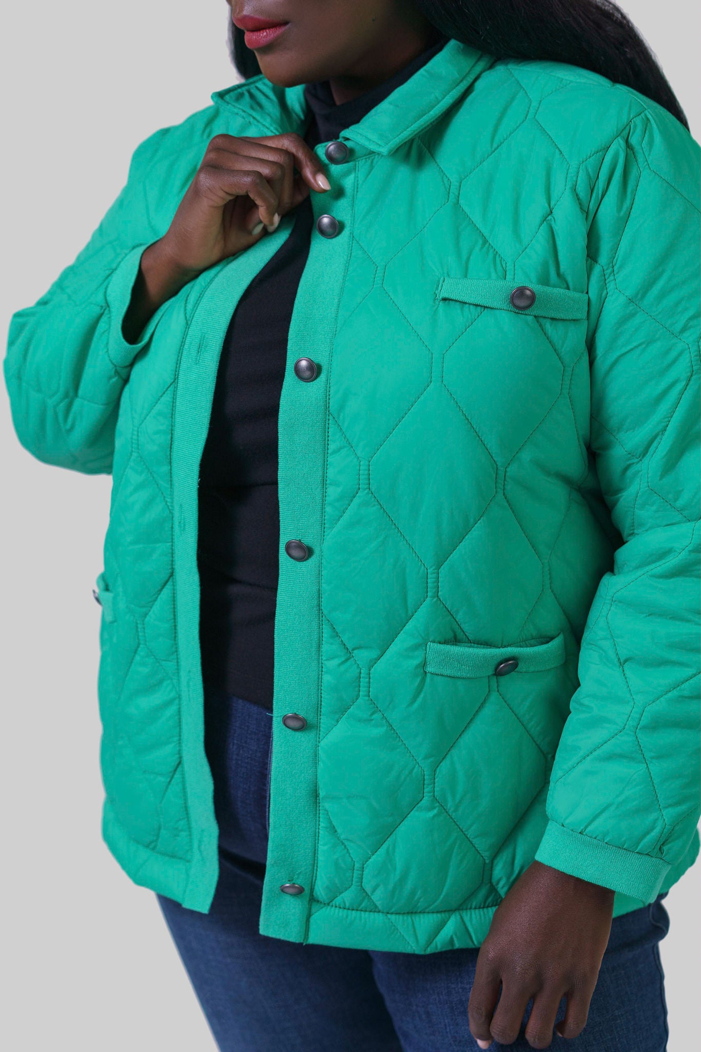 KNIT TRIM PUFFER JACKET plus-size - AMOUR781