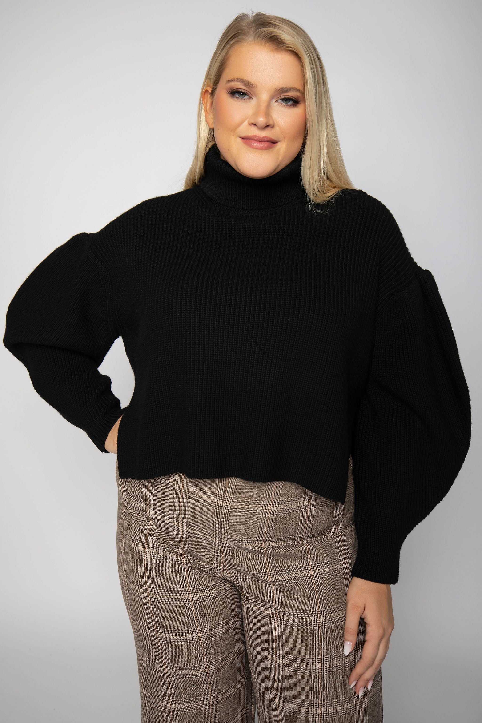 PUFF SLEEVE SWEATER plus-size - AMOUR781