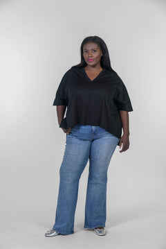 V-NECK ONE POCKET DOLMAN TEE plus-size - AMOUR781