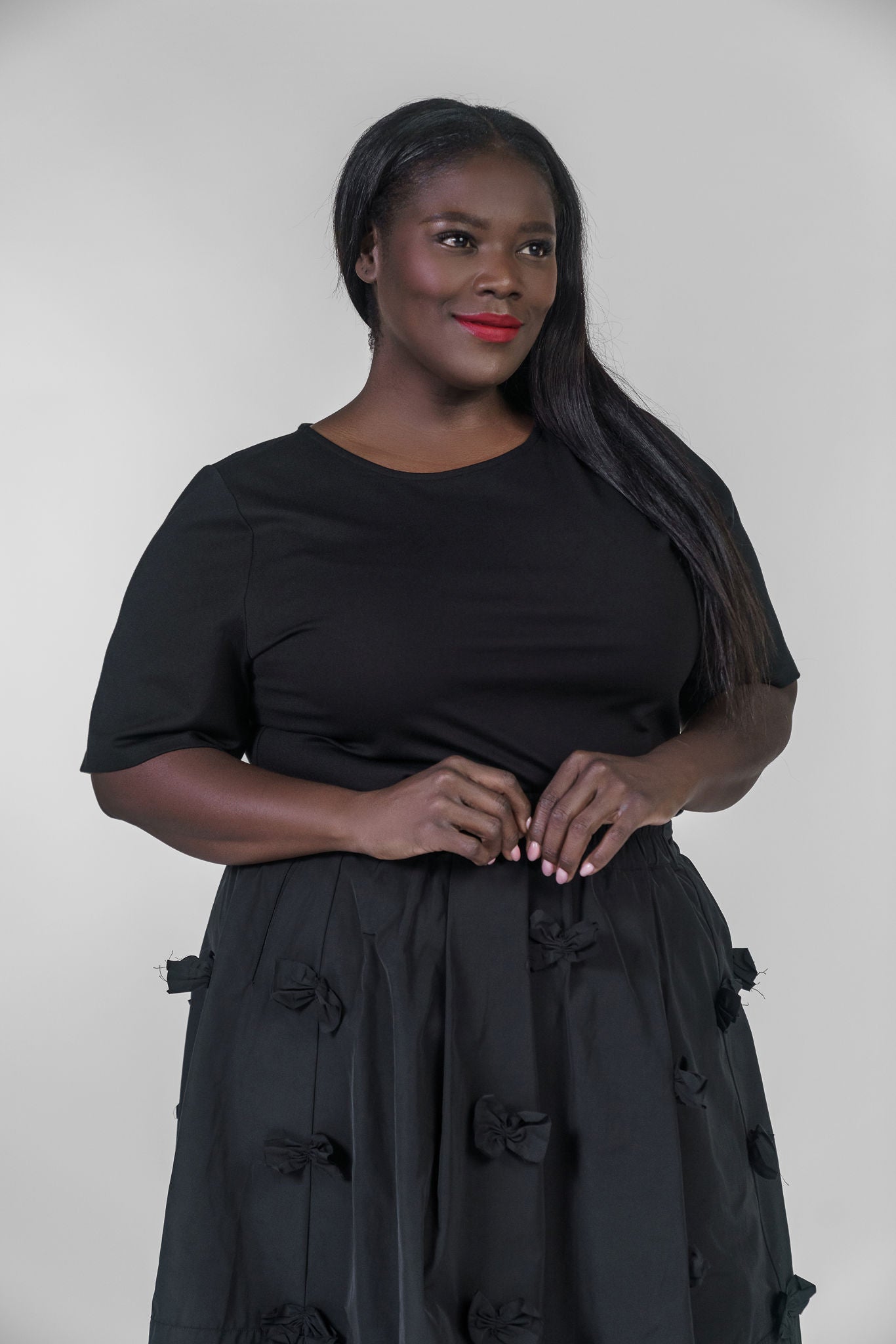 PONTE KNIT SHORT SLEEVE TOP EXTENDED, 3X / Black by Ripley Rader AMOUR781