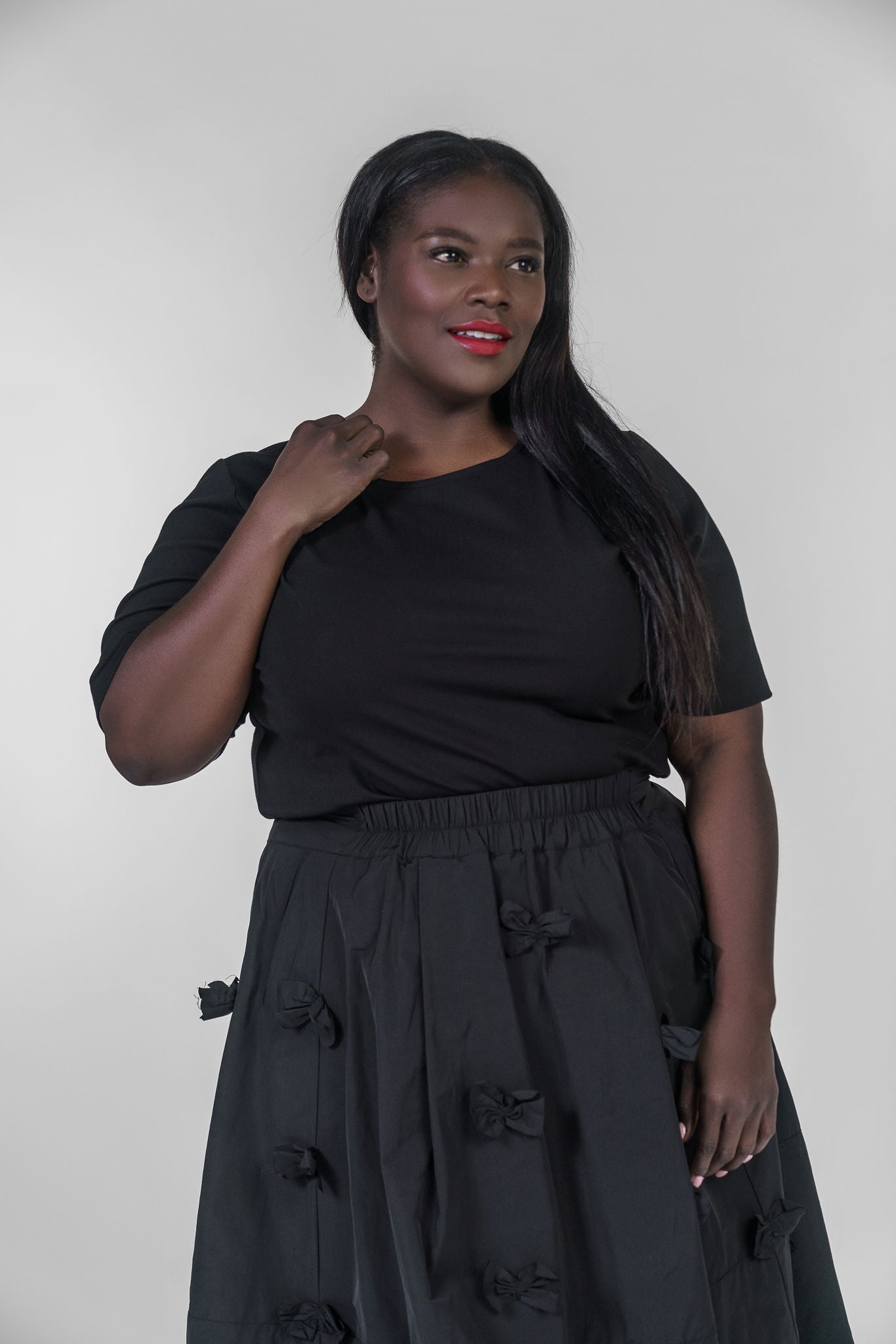 PONTE KNIT SHORT SLEEVE TOP EXTENDED plus-size - AMOUR781