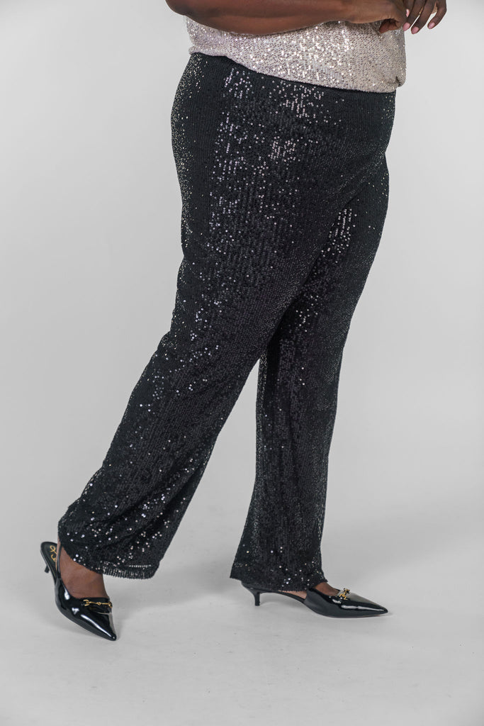 SEQUIN SEMI FLARED PANTS - AMOUR781