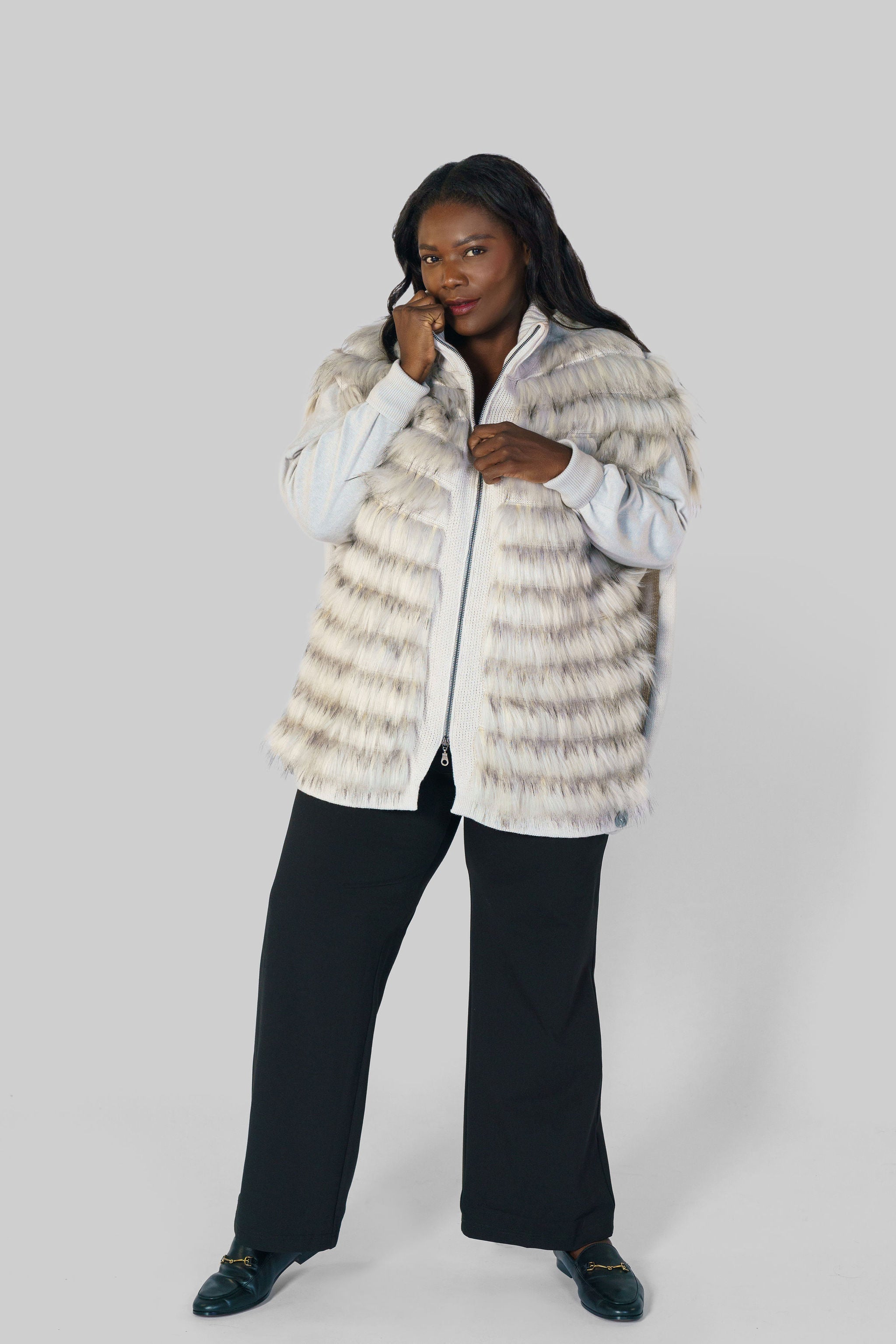 FAUX FUR VEST plus-size - AMOUR781