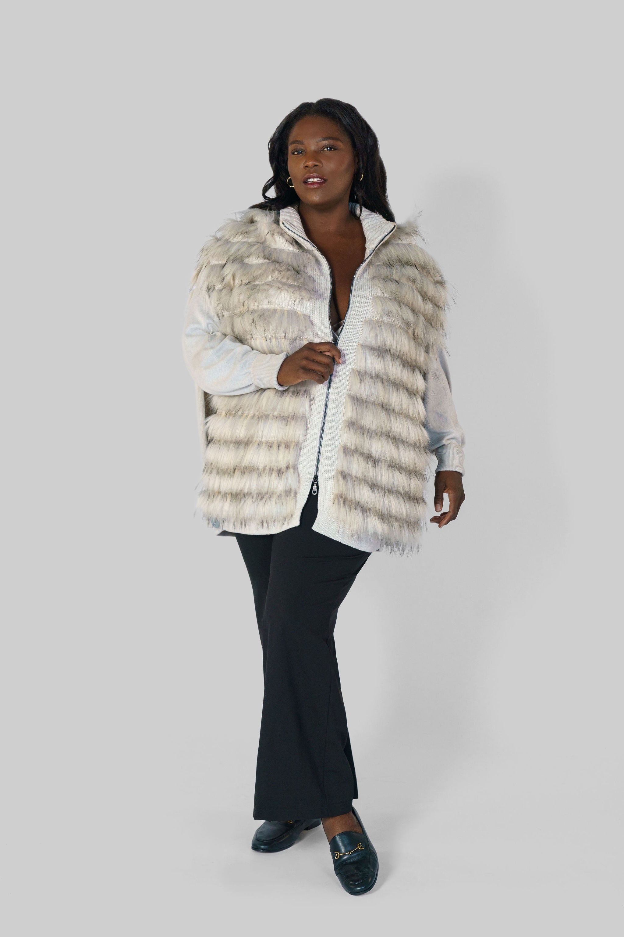 FAUX FUR VEST plus-size - AMOUR781