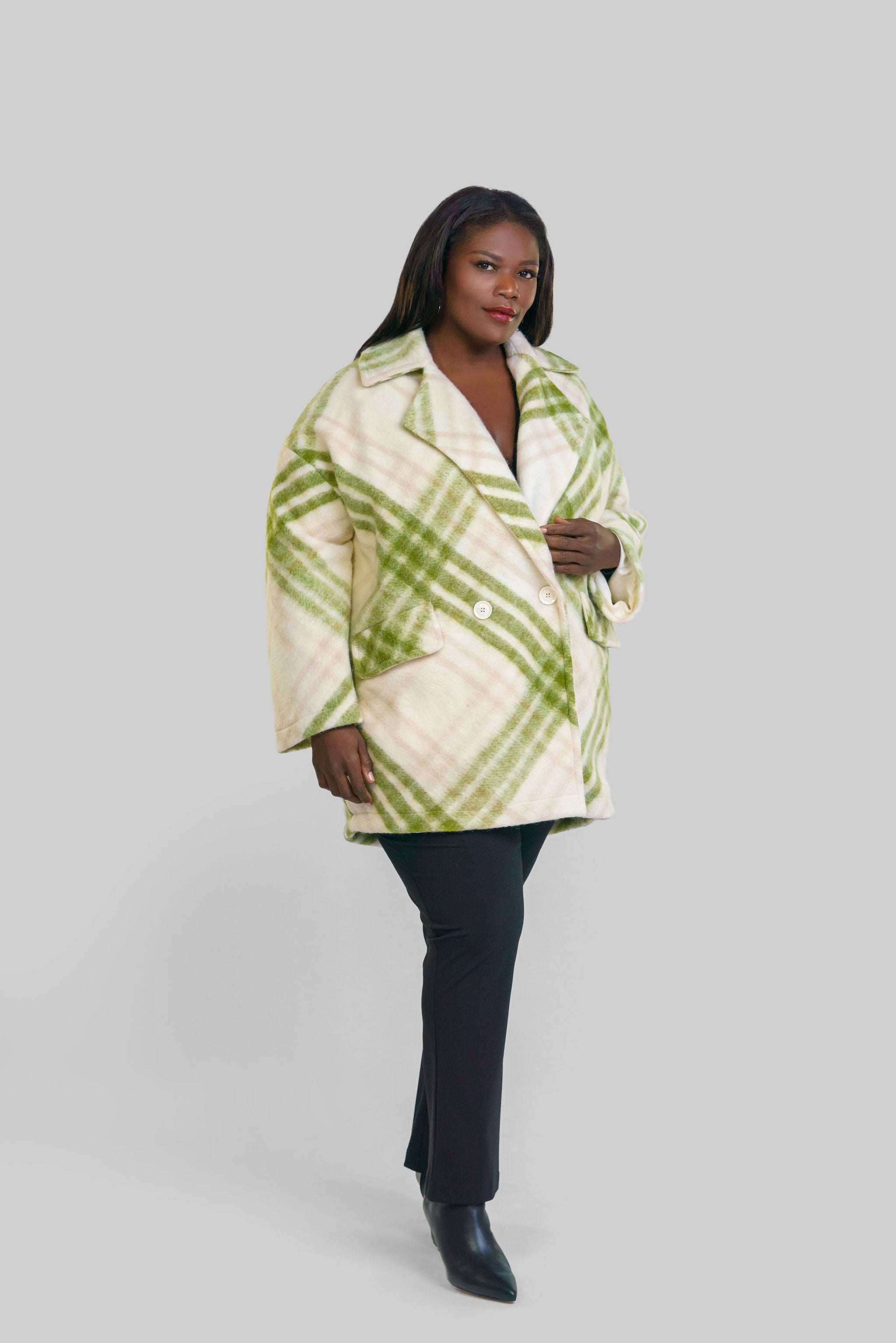 OVERSIZED PLAID COAT plus-size - AMOUR781