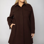 BRUSHED WOOL SHIRT COAT plus-size - AMOUR781