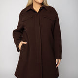 BRUSHED WOOL SHIRT COAT plus-size - AMOUR781