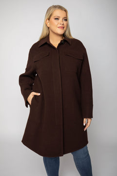 BRUSHED WOOL SHIRT COAT plus-size - AMOUR781