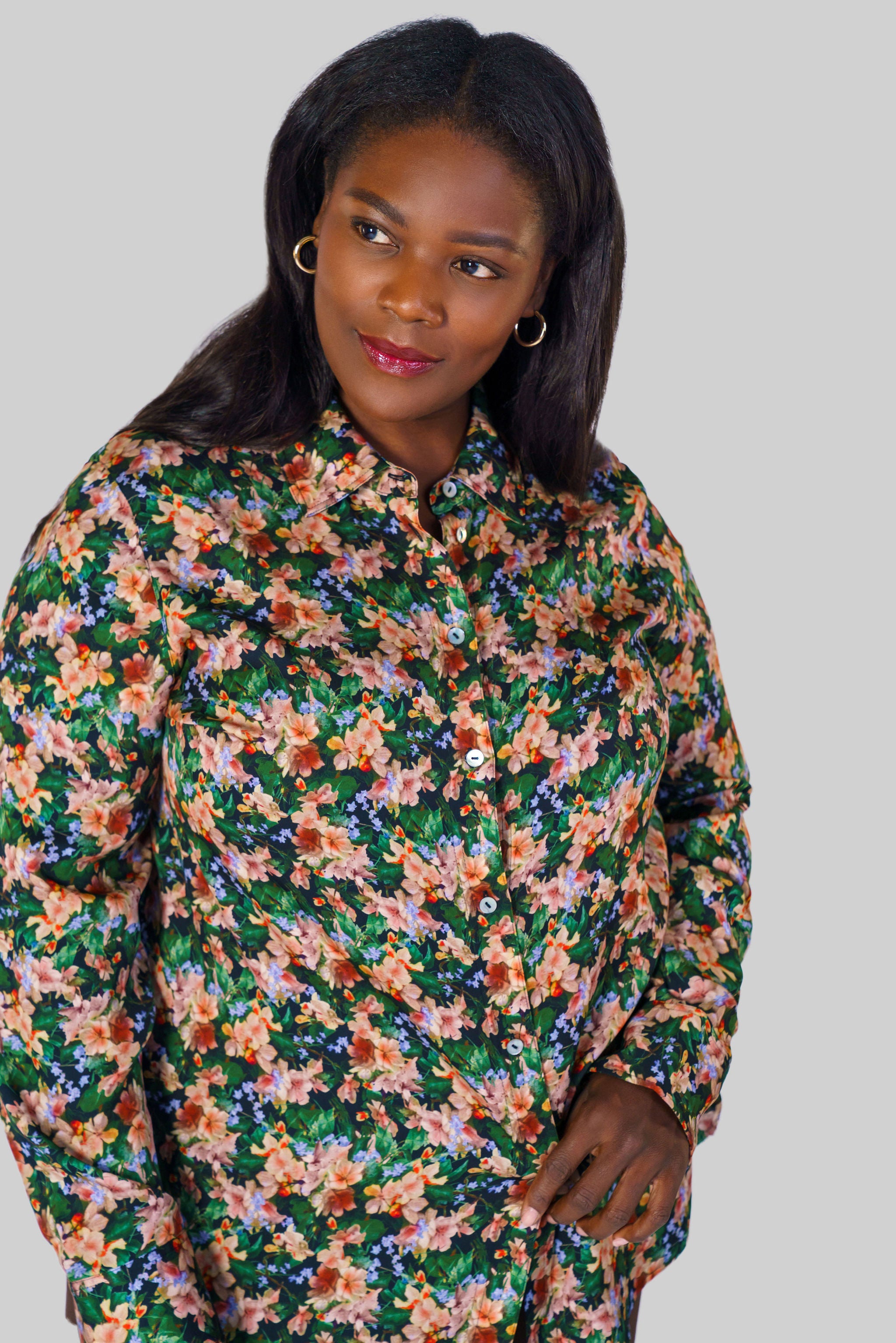 WILD PRIMROSE SLIM FITTED BLOUSE plus-size - AMOUR781