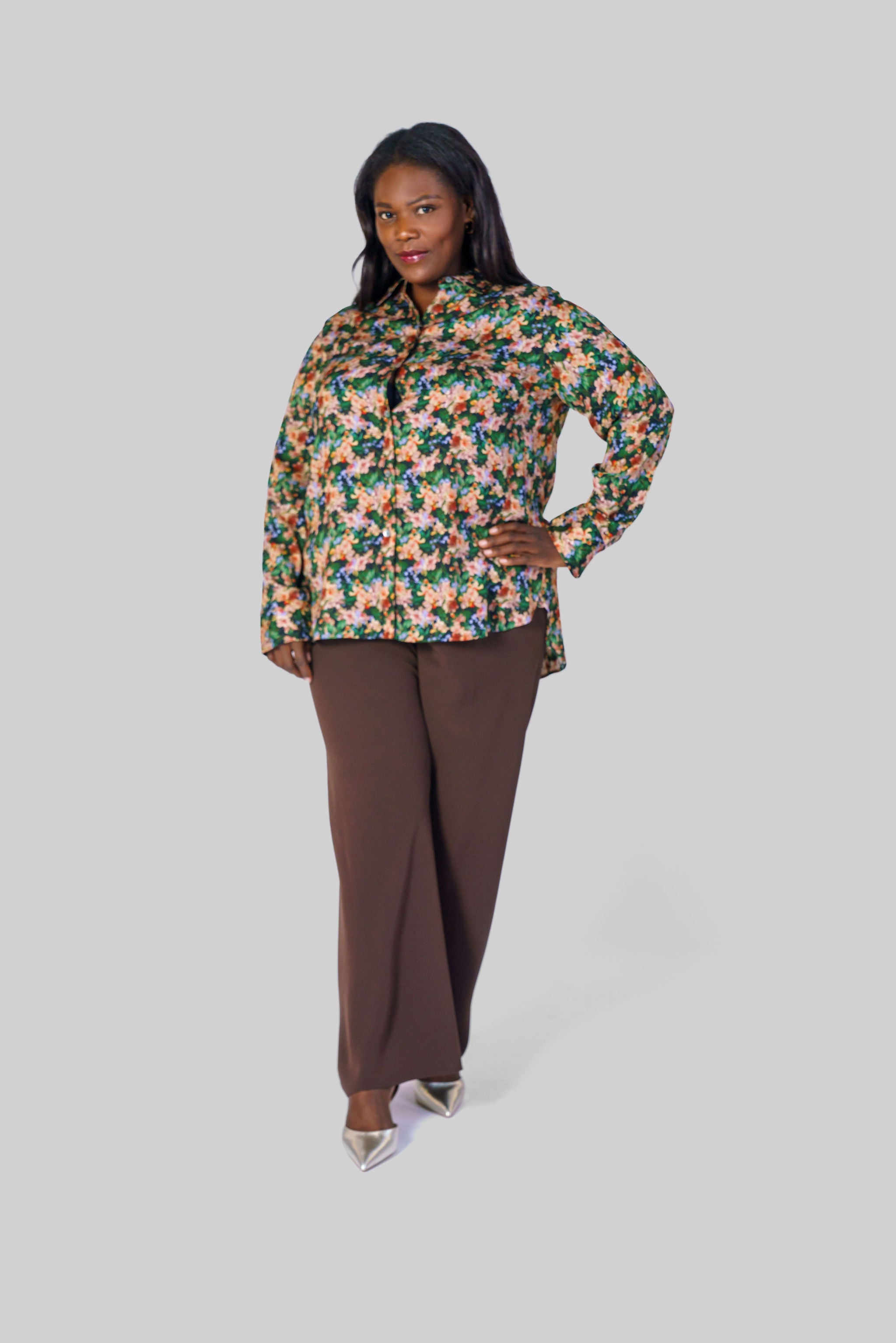 WILD PRIMROSE SLIM FITTED BLOUSE plus-size - AMOUR781