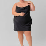 SATIN MINI SLIP DRESS plus-size - AMOUR781