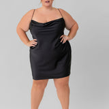 SATIN MINI SLIP DRESS plus-size - AMOUR781