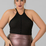 SOFT RIBBED HALTER BODYSUIT plus-size - AMOUR781