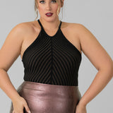 SOFT RIBBED HALTER BODYSUIT plus-size - AMOUR781