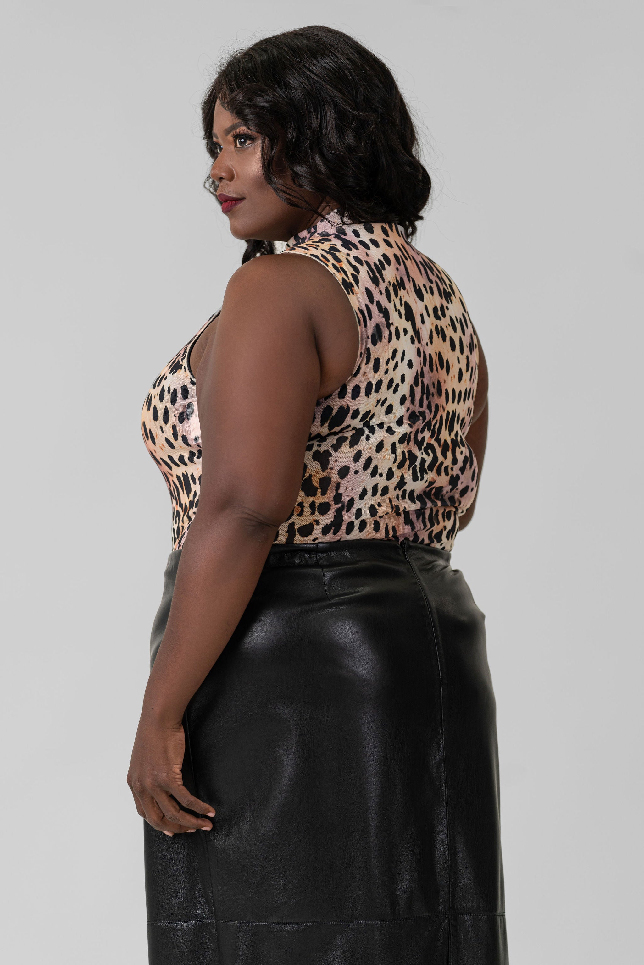 MESH FUNNEL TANK BODYSUIT plus-size - AMOUR781