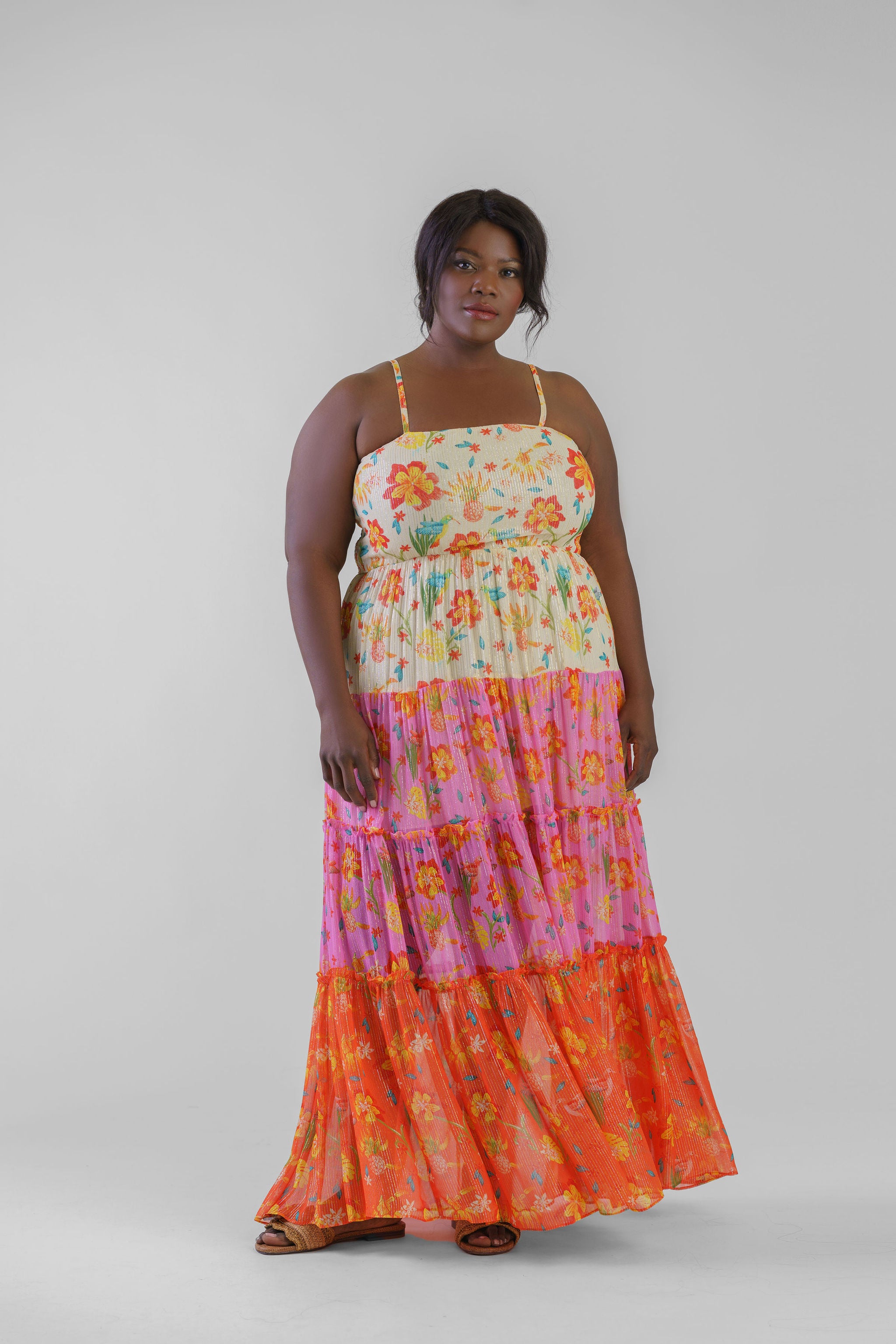 NARGIS SHIMMER SUNSET MAXI DRESS plus-size - AMOUR781