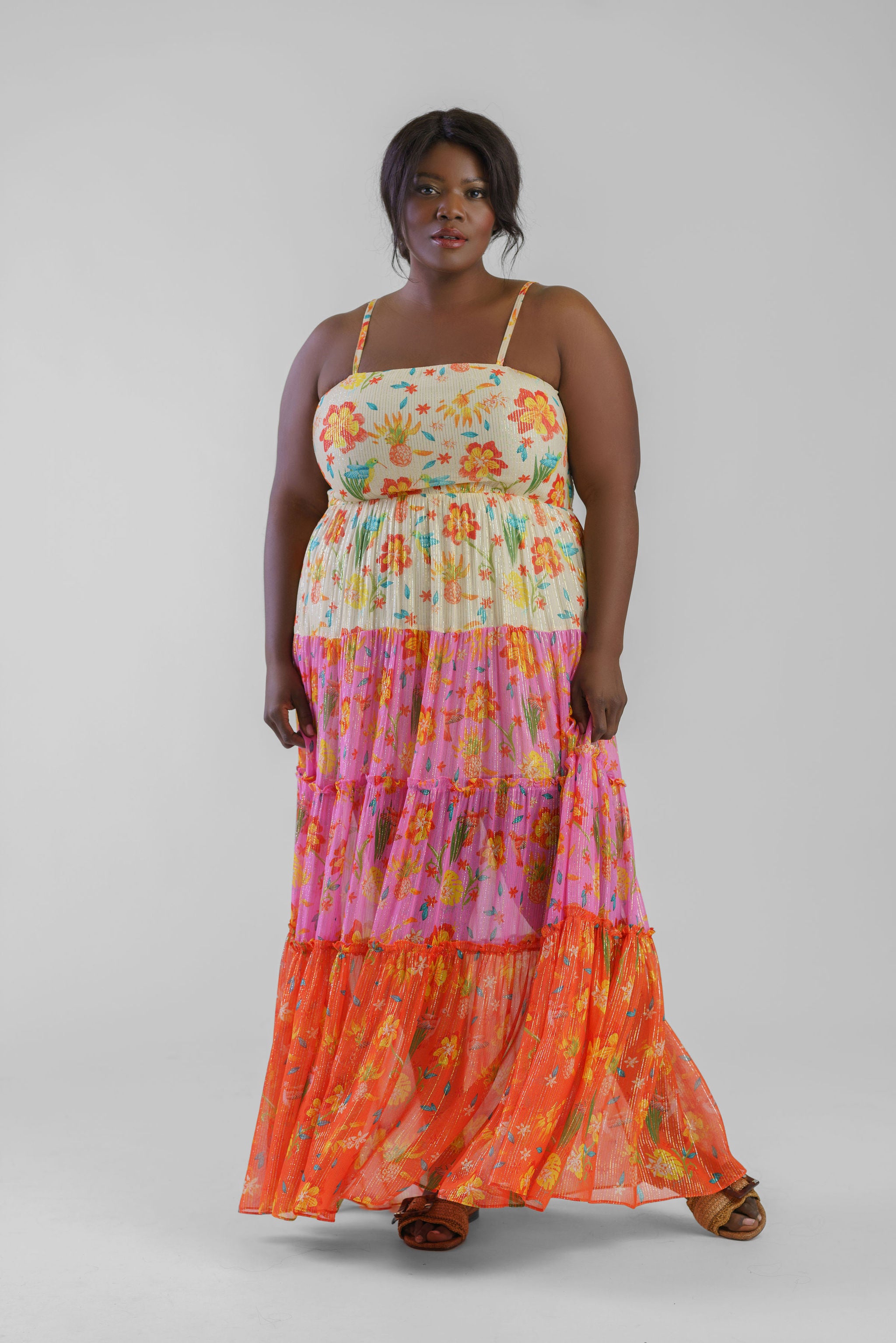 NARGIS SHIMMER SUNSET MAXI DRESS plus-size - AMOUR781