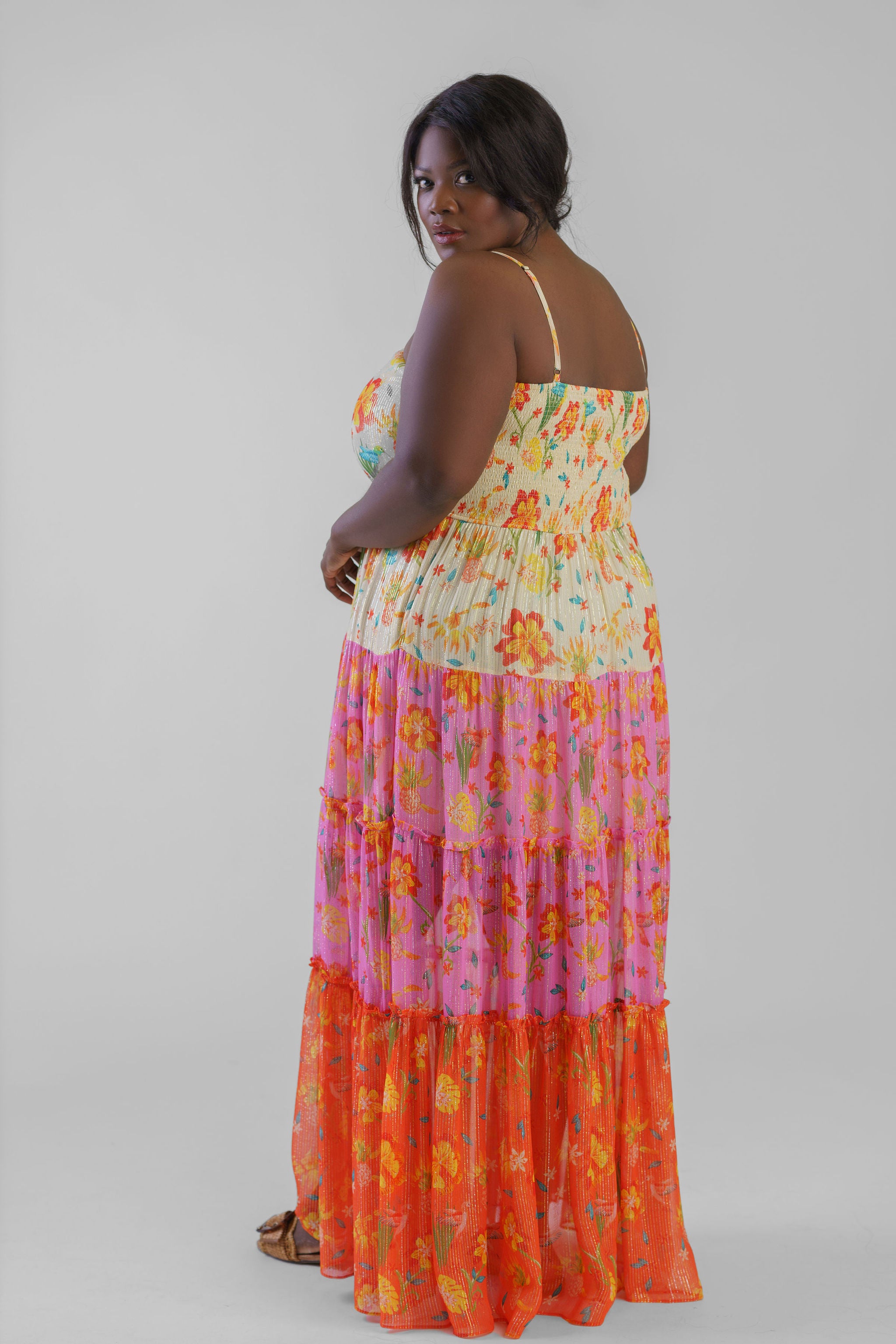 NARGIS SHIMMER SUNSET MAXI DRESS plus-size - AMOUR781