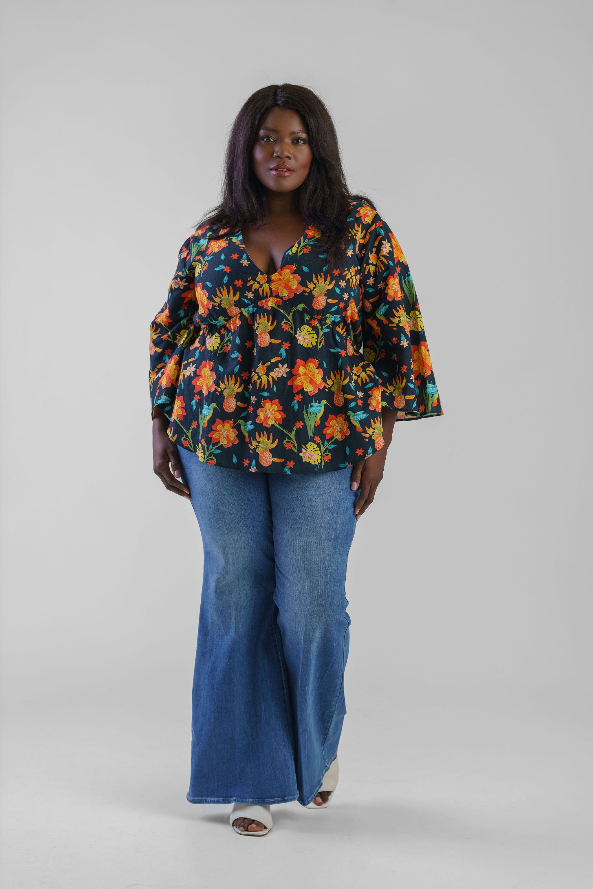 SITARA V NECK TOP plus-size - AMOUR781