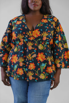 SITARA V NECK TOP plus-size - AMOUR781