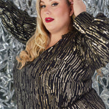 HAILEY LUREX STRIPE BLOUSE plus-size - AMOUR781