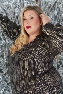 HAILEY LUREX STRIPE BLOUSE plus-size - AMOUR781