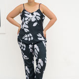 BLACK AND WHITE FLORAL PJ SET plus-size - AMOUR781