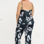 BLACK AND WHITE FLORAL PJ SET plus-size - AMOUR781