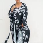 BLACK AND WHITE FLORAL PJ SET plus-size - AMOUR781