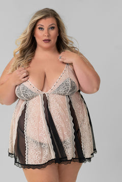 BLACK BABYDOLL SET plus-size - AMOUR781