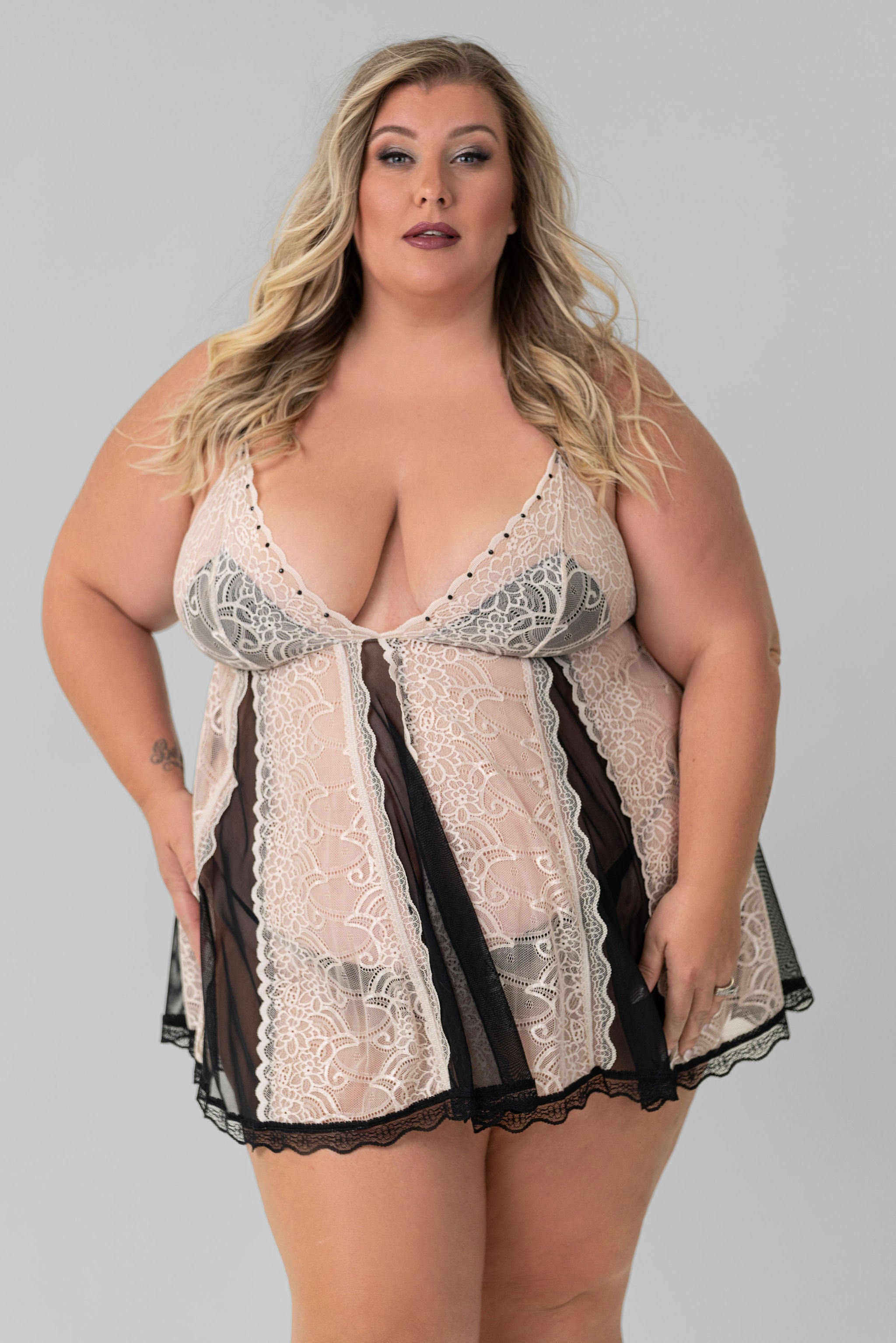 BLACK BABYDOLL SET plus-size - AMOUR781