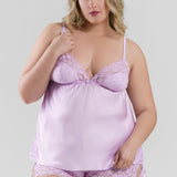 LAVENDER PAJAMA SHORT SET plus-size - AMOUR781