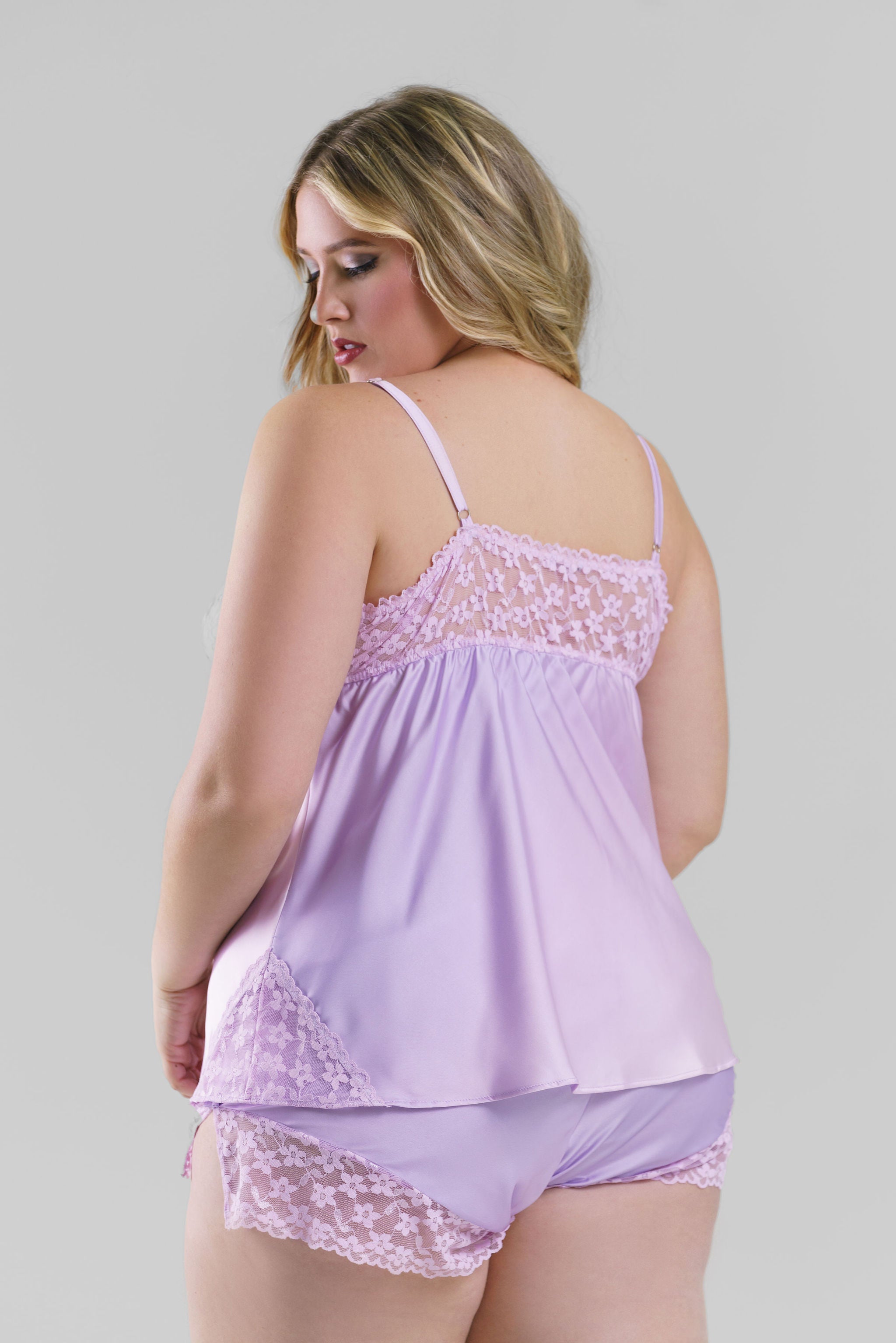 LAVENDER PAJAMA SHORT SET plus-size - AMOUR781