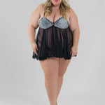 RHINESTONE BABYDOLL SET plus-size - AMOUR781