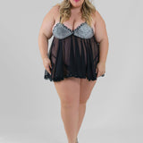 RHINESTONE BABYDOLL SET plus-size - AMOUR781