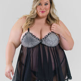 RHINESTONE BABYDOLL SET plus-size - AMOUR781